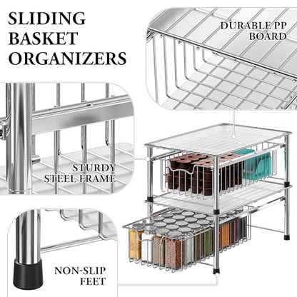 Simple Houseware Stackable Basket Drawer, Chrome - color: Chrome, size: 1-tier