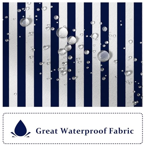 AOFOTO Navy Blue and White Stripe Shower Curtain Farmhouse Style Striped Line Bathroom Curtains Waterproof Fabric Machine Washable with 12 Hooks Modern Fashion Simple Bathroom Curtain 70x70 Inch - color: Navy Blue, size: 70"W x 70"L (Pack of 1)