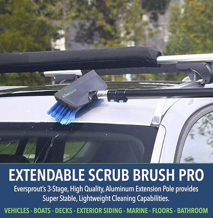 EVERSPROUT Scrub Brush, 1.5 to 3ft Pole, Rubber Bumper, No-Scratch | For Cars, Trucks, RV, Boats, Driveways, Decks, Patios, Decks, House Siding, 8-10ft Standing Reach, Non-Slip Grip, Lightweight - size: 3 feet