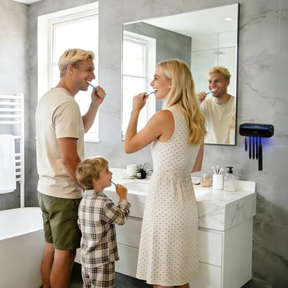 iHave Toothbrush Sanitizer Holder Wall Mounted UVC Tube 5 Slots for Family | 2 - color: Black