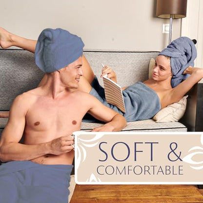 MAURA Indigo Blue Bath Towel Set of 8 for Bathroom. Turkish Cotton Luxury Bath Towels. Extra Large, Thick, Plush & Soft. Hotel & Spa Quality - Denim Blue - color: Denim Blue, size: 8-Piece Set (2 Bath, 2 Hand, 4 Washcloth)