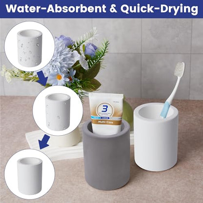 Drying Stone Toothbrush Holder, Diatomite Toothbrush Holders for Bathroom Counter, Quick Drying Electric Toothbrush and Toothpaste Holder Bathroom Organizer, Dark Grey - color: Dark Grey