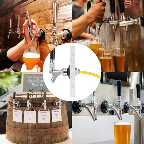 MRbrew 1-1/2" Beer Faucet Shank, Stainless Steel Beer Tap Shank 1/4'' Barb | Fits Refrigerator/Freezer Walls Cabinet Kegerator Beer Towers Jockey Box Panels Homebrew & Bar Draft Beer Dispenser - size: 1-1/2" Shank