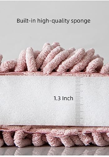 Ivymei 3 Pack Fuzzy Chenille Hand Towels Ball,Hanging Hand Towel with Loop for Kitchen Bathroom,Quick Dry Absorbent Hand Bath Towel(Pink) - color: Pink