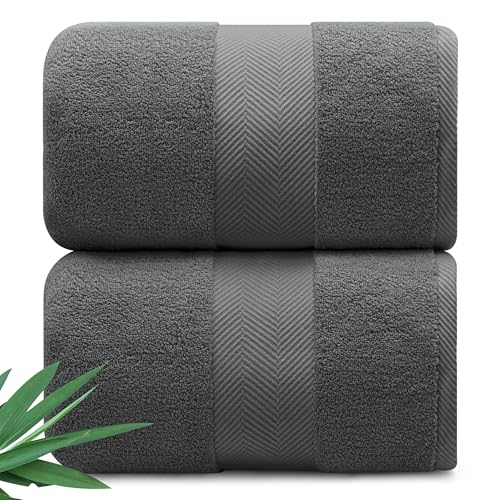Alusa Home Ultra Soft & Plush Viscose from Bamboo Bath Sheets - 700 GSM Pack of 2 - Extra Large 70x35 in - Super Absorbent & Quick Drying (Granite Grey) - color: Granite Grey, size: 2pc Bath Sheets