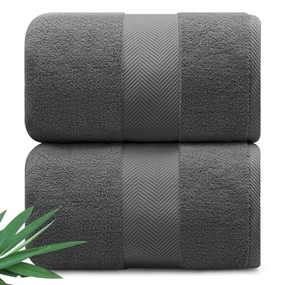 Alusa Home Ultra Soft & Plush Viscose from Bamboo Bath Sheets - 700 GSM Pack of 2 - Extra Large 70x35 in - Super Absorbent & Quick Drying (Granite Grey) - color: Granite Grey, size: 2pc Bath Sheets