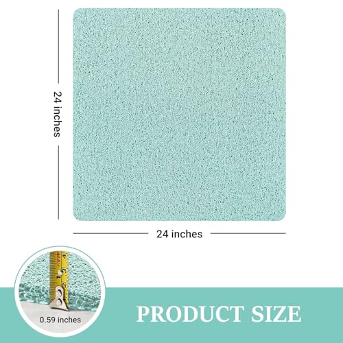 LuxStep Shower Mat Bathtub Mat Non-Slip Bath Mat with Drain, Quick Drying | 24x24 inch PVC Loofah Bathmat for Tub,Shower,Bathroom,Green - color: Green, size: 24" x 24"