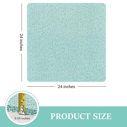 LuxStep Shower Mat Bathtub Mat Non-Slip Bath Mat with Drain, Quick Drying | 24x24 inch PVC Loofah Bathmat for Tub,Shower,Bathroom,Green - color: Green, size: 24" x 24"