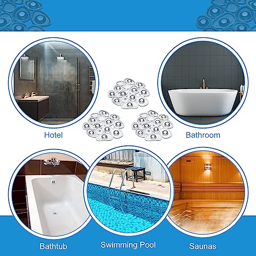 Riakrum 12 Pcs Non Slip Bathtub Stickers, Clear Anti Slip Shower Treads with Strong Suction Cups, Pebble Provides Traction Machine Washable No Residue, Safe(Gray) - color: Gray