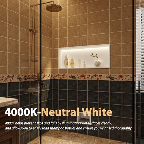 Qeke 30" X 12" Stainless Steel Shower Niche w/ 3 CCT Dimmable Light, White | No Tile Needed Wall Niche, Recessed Niche w/ Light(3000K/4000K/6000K), IP66 Waterproof, Space Saving & Durable - color: Matte White, size: 30" X 12"