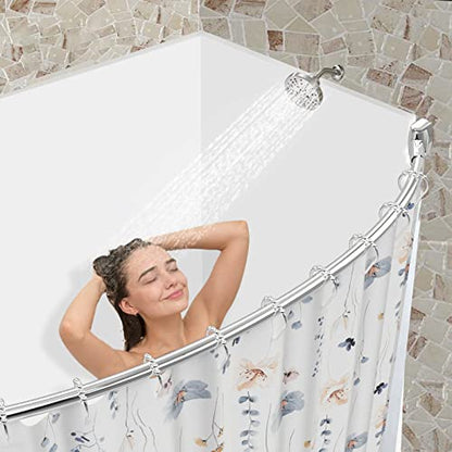 Adjustable 30-45 inches Curved Shower Curtain Rod, Premium Stainless Steel Rustproof Shower Rod for Bathroom, Need to Drill, Silver - color: Silver, size: 30-45 Inches