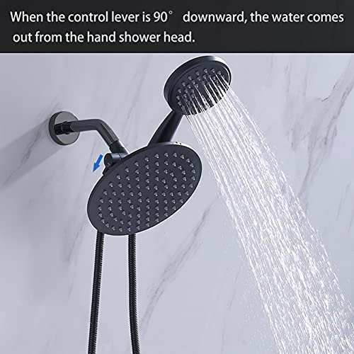 G-Promise Solid Metal Shower Arm Diverter with Handshower Mount, 70 Inch Stainless Steel Long Shower Hose, Flexible and Tangle-Free, for Shower and Pet Shower, Clean Bathroom Corners (Matte Black)