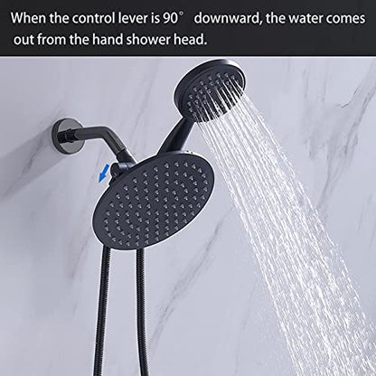 G-Promise Solid Metal Shower Head Diverter with Holder 3-Way | Spray Separately or Both, Adjustable-Angle Bracket, Anti-Leak, Smooth Knob Switch, Easy Install, Universal Replacement Part - color: Matte Black