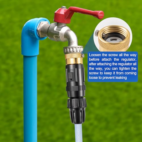 1 PC 25PSI Drip Irrigation Faucet Adapter Kit 1/2" Tubing to 3/4" Faucet | Drip Irrigation Filter with Water Pressure Regulator, Backflow Preventer and Filter for Irrigation of Gardens, Farmlands, etc