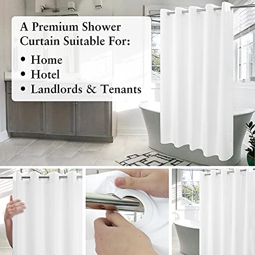 River Dream Extra Long Shower Curtain No Hooks or Liner Needed, White | Soft Microfiber, 84" Long Fabric Shower Curtain Set Waterproof, Bottom Magnets, Machine Washable, 71W x 86H(84H) - color: White, size: 71"W x 86"L (Pack of 1)