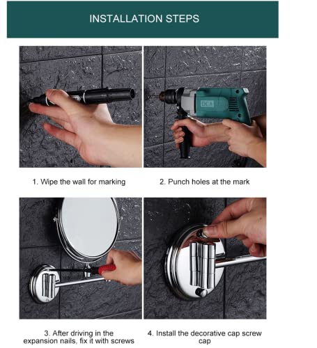 Beauty Mirror,10X Hotel Bathroom Wall Mounted Makeup Mirror, 8 Inch Extendable Bathroom Mirror Foldable Magnifying Double-Sided Shaving Mirror for Bathroom Vanity Brushed Nickel 8 inches 7X