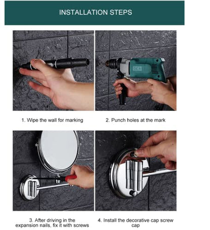 Beauty Mirror,10X Hotel Bathroom Wall Mounted Makeup Mirror, 8 Inch Extendable Bathroom Mirror Foldable Magnifying Double-Sided Shaving Mirror for Bathroom Vanity Brushed Nickel 8 inches 7X