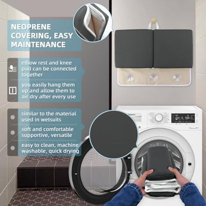 Bath Kneeler and Elbow Rest Set Baby Bath Kneeling Pad, Thick Non-Slip Bathing Kneeling Mat Cushion Quick Drying Bathtub Knee Saver with Arm Support and Pockets for Bathroom Bathing Time Comfort - color: Dark Grey