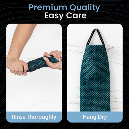 SHOWER BOUQUET Japanese-Exfoliating-Washcloth 2-Pack Charcoal & Silver Ion | Exfoliating Towel & Handles | 2-Sided Gentle Exfoliation & Deep Cleansing Back & Body Wash Cloths for Shower | White + Green - color: Charcoal Green + Charcoal White, size: 1 Cou
