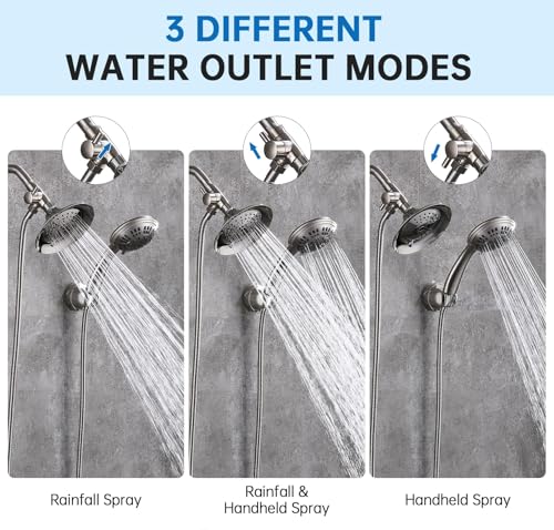 G-Promise Solid Metal 3-Way Shower Diverter Valve (Brushed Nickel) | Smooth Knob Switch, Spray Separately or Both, Anti-Leak, Easy to Install, Standard Connections, Universal Replacement Part - color: Brushed Nickel