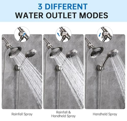 G-Promise Solid Metal 3-Way Shower Diverter Valve (Brushed Nickel) | Smooth Knob Switch, Spray Separately or Both, Anti-Leak, Easy to Install, Standard Connections, Universal Replacement Part - color: Brushed Nickel