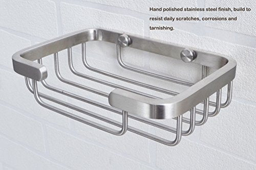 Deezio Satin Nickel Stainless Steel Soap Dish, Rectangular, 5 x 3.5 Inch, Wall Mounted, 100%