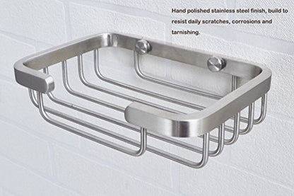 Deezio Satin Nickel Stainless Steel Soap Dish, Rectangular, 5 x 3.5 Inch, Wall Mounted, 100%