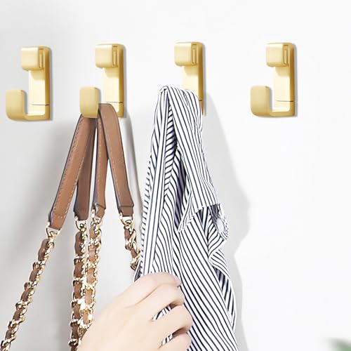 2pcs Coat Hanger Wall Mount Heavy Duty Heavy Duty Coat Hooks Zinc Alloy Robe Hooks Wall Mounted with Screws for Key, Towel, Bags, Cup, Hat (Gold) - color: Gold
