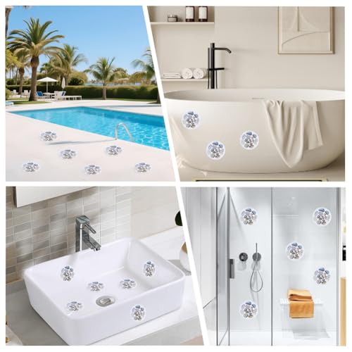 8Pcs Large Non Slip Bathtub Stickers Shower Floor Stickers with Premium Scraper Plastic Durable Cobblestone Adhesive Grips Appliques Decal Treads for Safety Bathroom Tubs Floor Stairs Adult - style: Stone