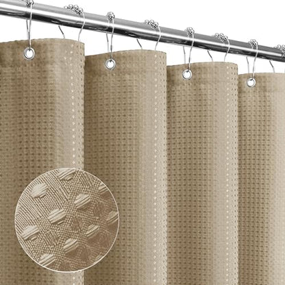 Beige Fabric Shower Curtain, 72 X 72 | Cloth-Textured Shower Curtain for Bathroom - Soft Cloth & Hotel Spa Luxury, Water Repellent, Machine Washable - color: Beige, size: 72"W x 72"L (Pack of 1)