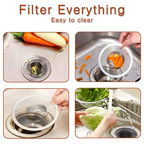 4pcs Heavy Duty Stainless Steel Kitchen Sink Strainer, 2.75" Top / 1" Mesh Metal Sink Strainer,Perfect for Kitchen Sink/Bathroom Bathtub Wash basin Floor drain balcony Drain Hole, Utility - size: 2.75"