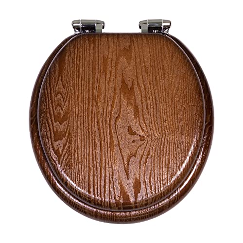Design House Dalton Round Toilet Seat, Java Brown | Surface, Traditional, Wood, Hardware, 561241-JV - color: Dark Wood