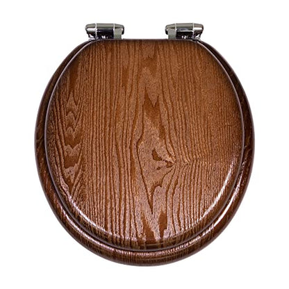 Design House Dalton Round Toilet Seat, Java Brown | Surface, Traditional, Wood, Hardware, 561241-JV - color: Dark Wood