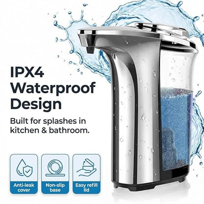 Zyler Touchless Dish Soap Dispenser 17oz/500ml – Automatic Soap Dispenser Touchless with 5 Adjustable Soap Levels, Refillable Liquid Dispenser for Kitchen Sink & Bathroom