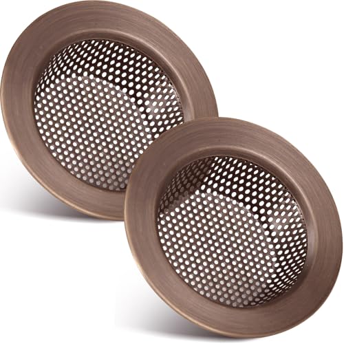 2 Pcs Sink Strainer Stainless Steel Kitchen Sink Drain Strainer Basket Cover Mesh Hair Food Catcher, Large Wide Rim of 4.4 Diameter(Red Bronze) - color: Red Bronze