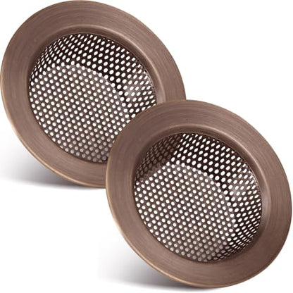 2 Pcs Sink Strainer Stainless Steel Kitchen Sink Drain Strainer Basket Cover Mesh Hair Food Catcher, Large Wide Rim of 4.4 Diameter(Red Bronze) - color: Red Bronze