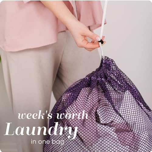 Handy Laundry Mesh XL Laundry Bag - Durable, Machine Washable with Secure Drawstring Closure - Perfect for College Dorms, Laundromats, Apartments (Purple, Large 24" x 36") | XL 24x36 Mesh Laundry Bag, Secure Drawstring, Heavy Duty, Machine Washable, for D