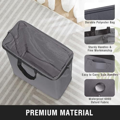45L Slim Laundry Hamper with Removable Inner Bag & Side Handles, Grey | Small Laundry Baskets with Mesh Top, Narrow Dirty Clothes Hamper for Bedroom, Closet, and Bathroom - color: Gray - Inner Bag, size: 45L