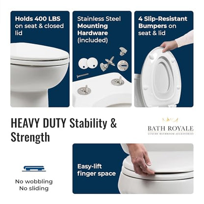 BATH ROYALE Potty Training Seat - Soft Close, Kingsport BR720-00, Round White, Adult & Child Combo - color: White, size: Round