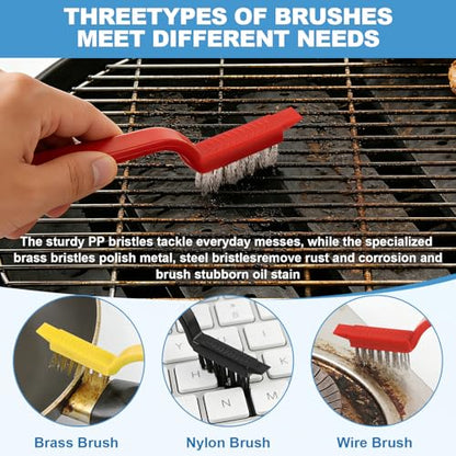 11Pcs V-Shaped Grout Cleaning Brush Set, with Stiff Bristles Crevice Cleaning Brush and Steel Scraper, Deep Cleaning Supplies for Cleaning Bathrooms, Kitchens, Tiles and Windows
