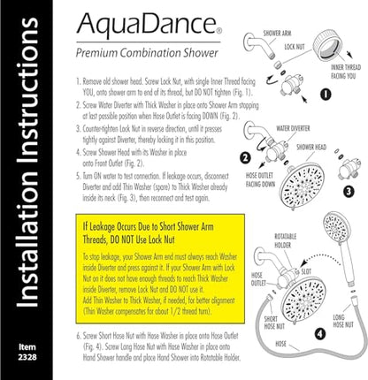 AquaDance 7" Premium High Pressure 3-way Rain & Handheld Shower Head Combo | Enjoy Dual 6-Setting Luxury Shower Heads Separately or Together for the Best of Both Worlds! Stainless Steel Hose - Chrome - color: Chrome, style: 1.8 Gallons Per Minute