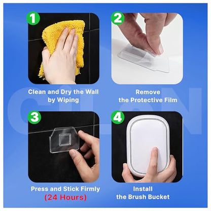 CiLoN 30 Pack Disposable Toilet Bowl Brush & Holder Set with Auto-Open Lid | Wall-Mounted Disposable Toilet Cleaning Set For Touch-Free Space-Saving Hygienic Modern Bathrooms (Starter Kit + 30 Sponge) - size: Starter Kit + 30pcs Refill Heads