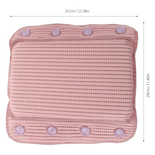 YARNOW Non-Slip Pink Bath Pillow for Tub with 8 Strong Suction Cups, Ergonomic PVC Doublewing Headrest Neck and Back Support, Easy to Clean Bath Accessory for Women at Home or Hotel