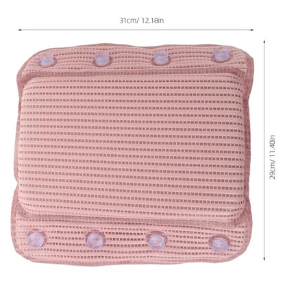 YARNOW Non-Slip Pink Bath Pillow for Tub with 8 Strong Suction Cups, Ergonomic PVC Doublewing Headrest Neck and Back Support, Easy to Clean Bath Accessory for Women at Home or Hotel