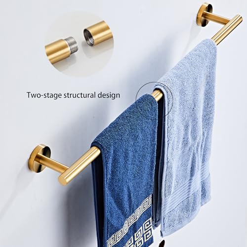Brushed Gold Bathroom Hardware Set 5 Piece with Towel Racks for Bathroom, SUS304 Stainless Steel Bath Towel Bar Set, 24 Inch Wall Mounted Accessories Kit… - color: Brushed Gold