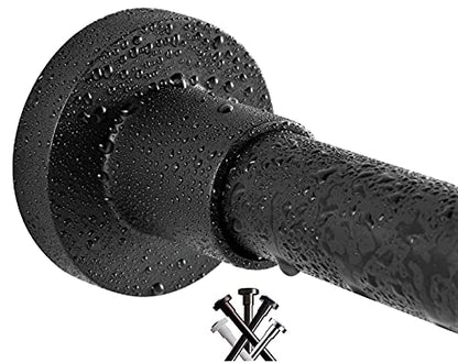 Shower Curtain Rod 43-73 Inches Matte Black, Rustproof and Non-Fall Down Spring Tension Rod for Window or Bathroom, Stainless Steel - color: Black