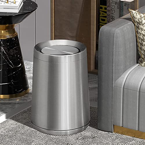 2.1 Gallon Bathroom Trash Can with Lid, Chrome Small Trash with lid - color: 32A silver-8L