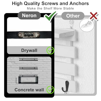 Wooden Floating Shelves with Paper Towel Holder for Bathroom Wall Storage | Bathroom Wall Shelf with Metal Rail, Wall Mount with Hardware, Over-The-Toilet Space Saver, Bedroom Kitchen Living Room Decor