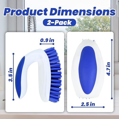 2 Pack Scrub Brushes, Cleaning Brush with Stiff Bristles, Handheld Scrubber for Bathroom, Shower, Tile, Carpet, Bathtub & Floor | Cleaning Brush with Stiff Bristles, Handheld Scrubber for Bathroom, Tile, Carpet, Bathtub & Floor - size: Standard