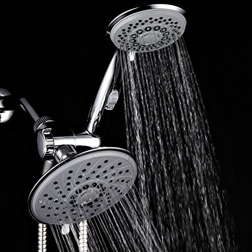 HotelSpa 6''/4'' Ultra-Luxury 3 way Rainfall Shower-Head/Handheld Shower Gray Spiral Combo w/Patented ON/OFF Pause Switch and 5-7 foot Stretchable Stainless Steel Hose - color: Chrome & Gray